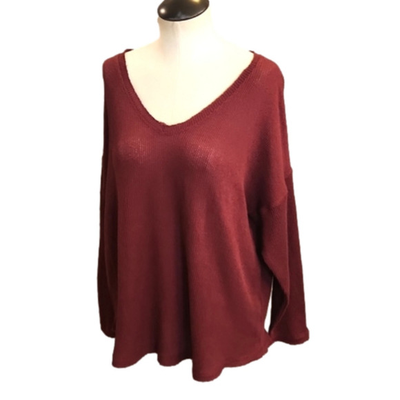 Womens For The Republic maroon v neck knit long sleeve top size Medium. - Picture 6 of 14